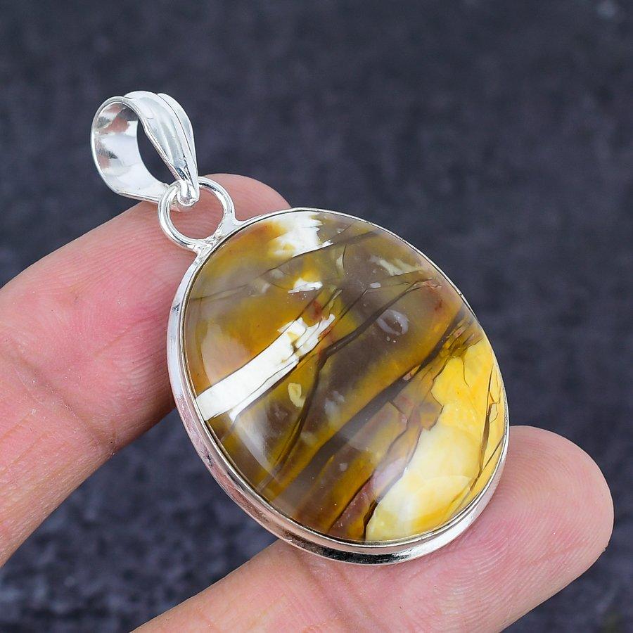 Brecciated Mookaite Gemstone Handmade 925 Sterling Silver Pendant 2.05" O2t14