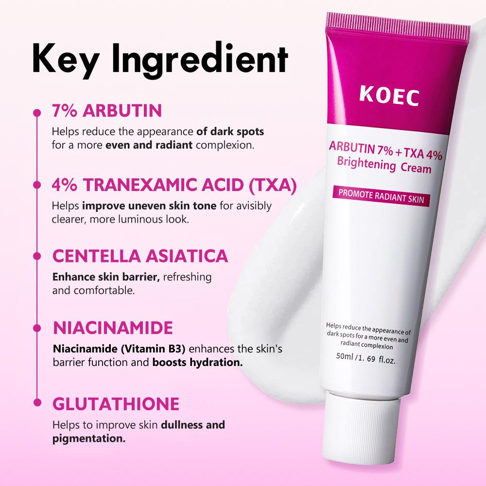 KOEC Crema Idratante all'Arbutina TXA 7% Arbutina + 4% TXA Crema Viso Illuminante Idratante Sbiancante Crema Riparatrice 50ml