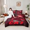 3-Piece Quilt Cover Set with 2 Pillowcases - Cristiano Ronaldo CR7 Portugal Red Jersey Football Poster for Dorm Room Decor
