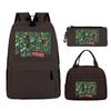 Fun Mexico Brazil Letter Print 3pcs Set Backpack Soccer Lover Kids Boys Girls Bagpack Pen Bag and Lunch Bags Suit Gifts