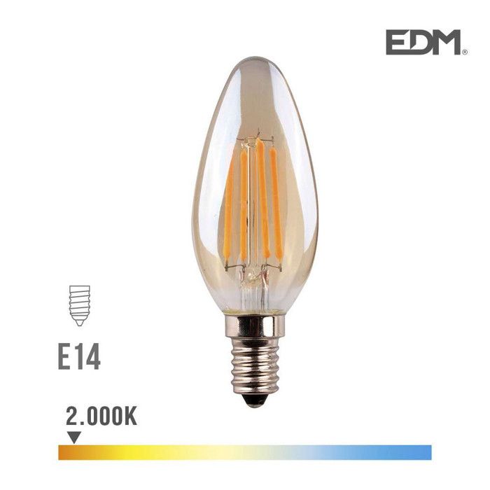 Ampoule LED VINTAGE Bougie 4,5W E14 350lm 2,000k EDM 98621