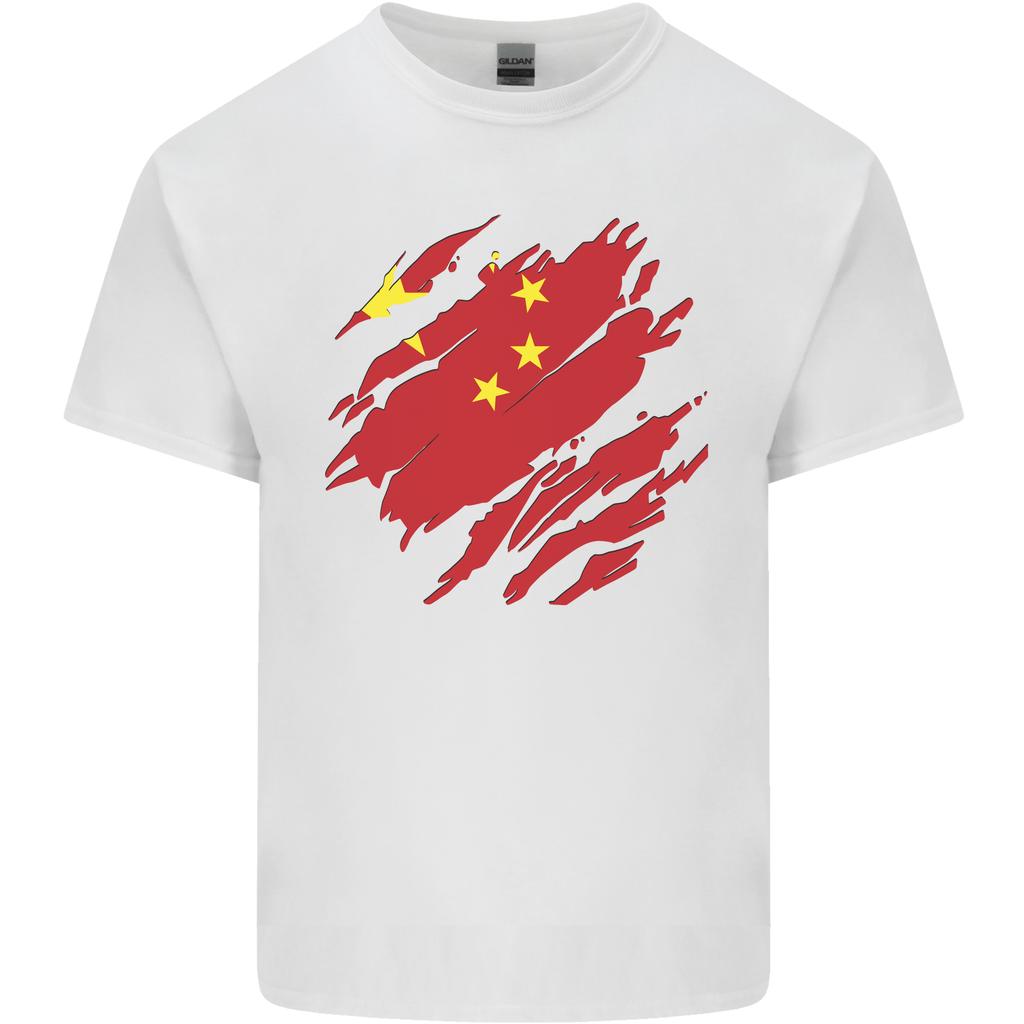 Torn China Flag Chinese Day Football Unisexs Light Cotton Tshirt