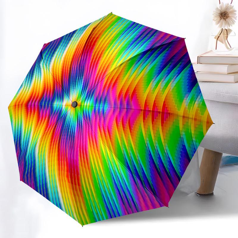 

1pc Psychedelic Circle Automatic Folding Umbrella Durable Iron Frame,All Seasons Home Travel Outdoor Multifunctional Umbrella yy251115063