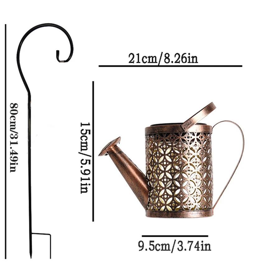 1pc Solar Powered Hanging Watering Can Light Waterproof Outdoor Light with Beautiful Shadow for Garden Yard Lawn Patio Decor