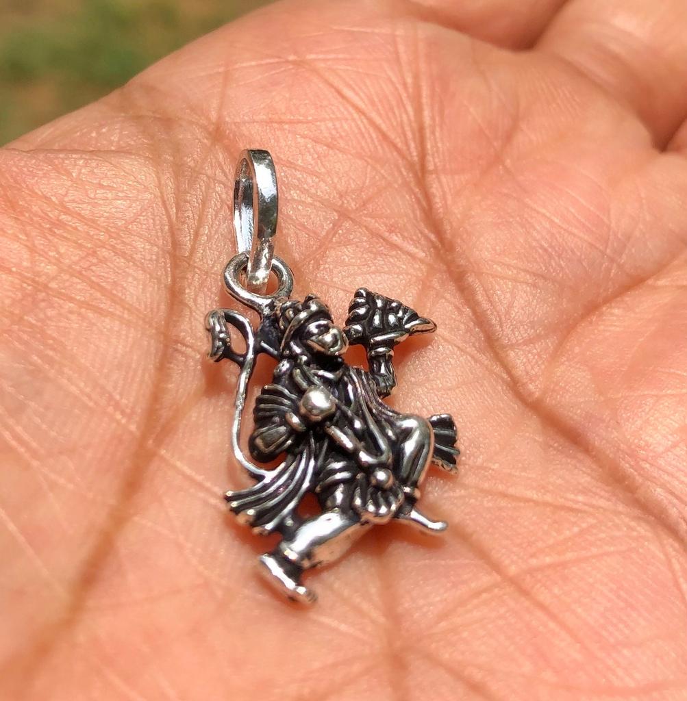Artisan Crafted 925 Sterling Silver Lord Hanuman Hanumana Pendant Jewelry, Wearing, Keeping In Temple, Puja Handmade, Handcrafted 3.21 Gms