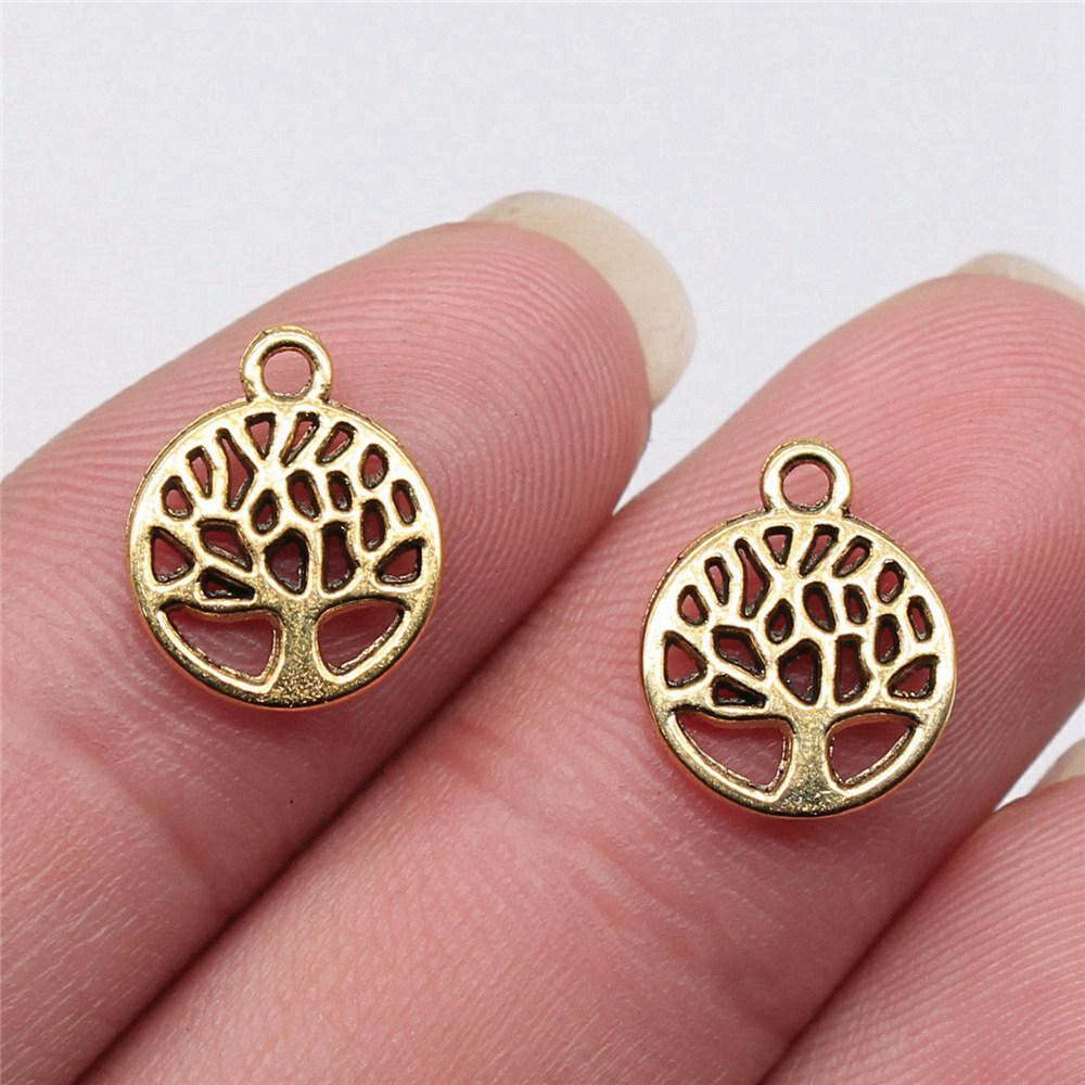 Charms Round Tree Of Life Pendants Vintage Jewelry Supplies QC109