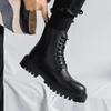 Herren Hohe Knöchelboots Designer Bequem Dicke Sohle Freizeitschuhe Mann Lederstiefel Motorradstiefel Botas