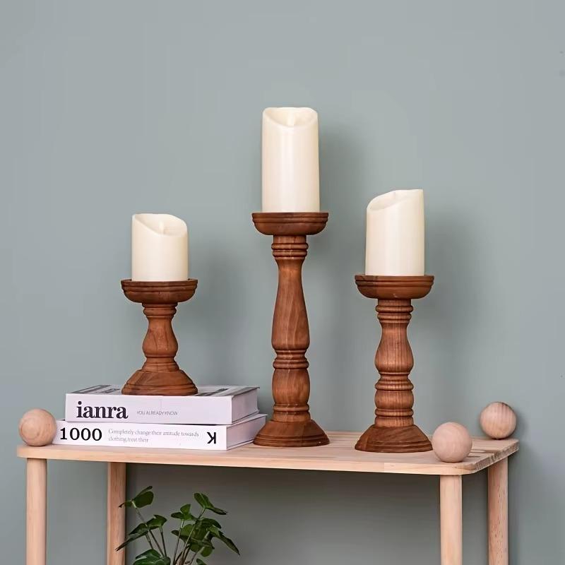 3 Pezzi Portacandele in Legno Stile Rustico Fattoria Centrotavola Cilindrici Vintage per Matrimoni Decorazione Portacandele San Valentino