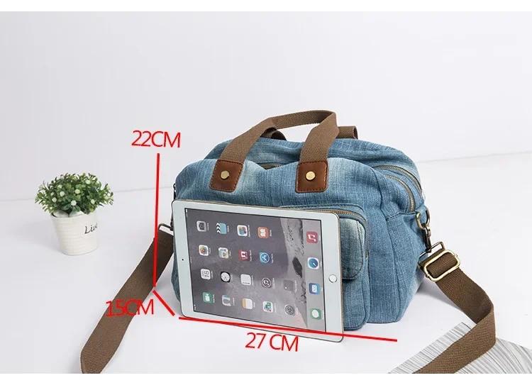 Casual Denim Women handbag  Jeans female Crossbody Bag Vintage big Totes Travel Shoulder Bag Large Bolsa blue