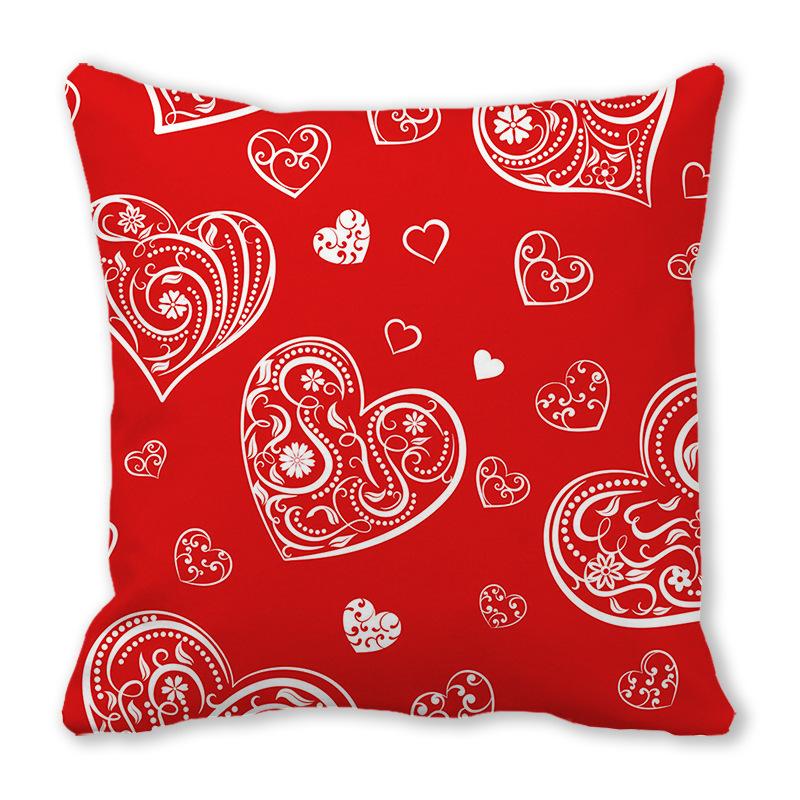 Red Heart Valentine's Day Digital printing short plush pillow covers decorative for car sofa office cushion cover home goods