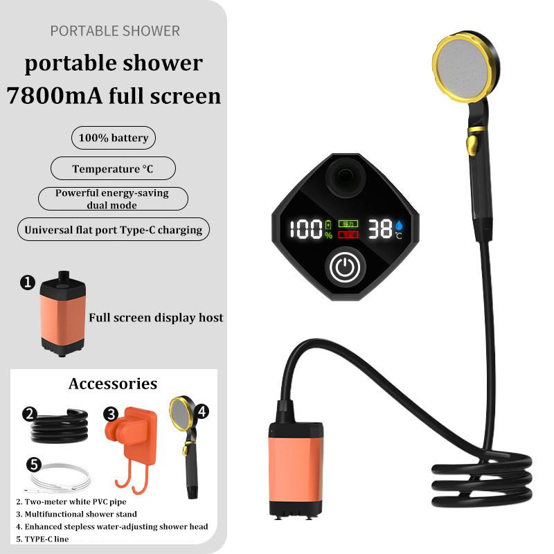 Outdoor Shower Electric Shower Head Bath Artifact Rechargeable Shower Set Simple Camping Water Bag Battery Water Pump