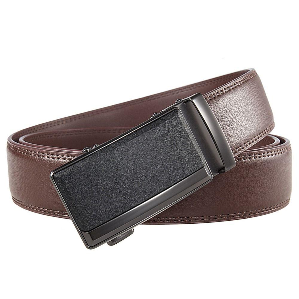 Simple Genuine Leather Belts 110/120/130cm Men's Waistband Luxury Metal Buckle Belt  Male