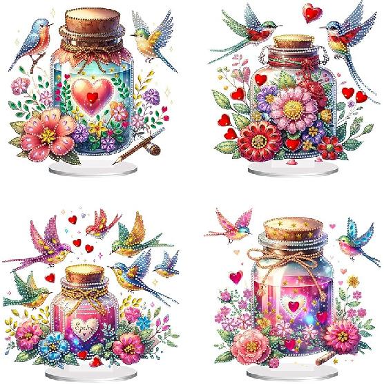 BAYUNOE DIY Diamond Art Painting Desktop Ornament Easter Handmade Double-Sided Pattern Diamond Art Decorated Tabletop Ornaments Single Sided Diamond