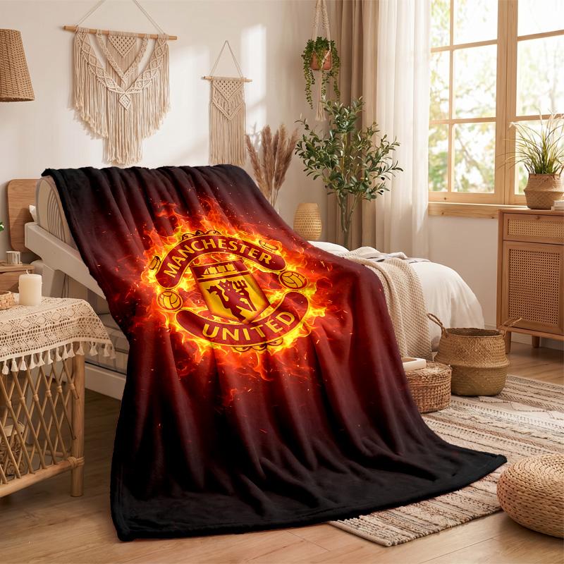 Coperta in Flanella con Stampa Manchester United Morbida Calda Coperta da Divano Letto per Casa Ufficio Camera da Letto