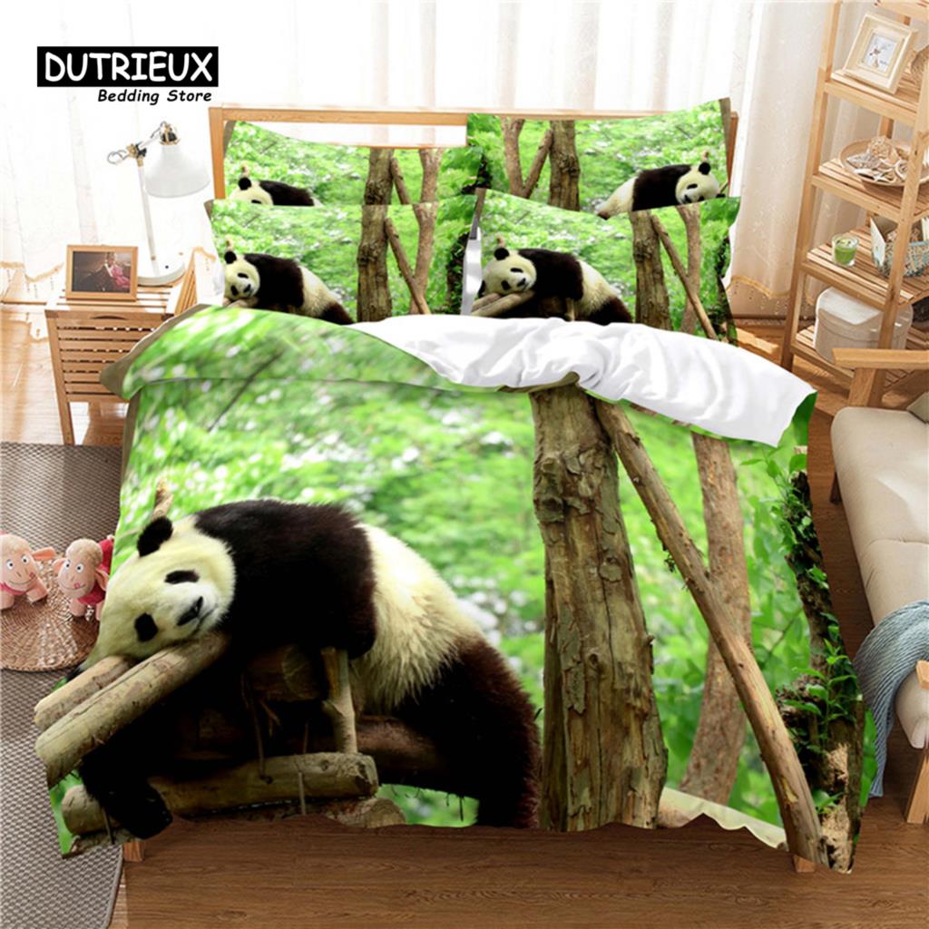 National Treasure Panda Bedding Set, 3Pcs Duvet Cover Set, Soft Comfortable Breathable Duvet Cover, For Bedroom Guest Room Decor
