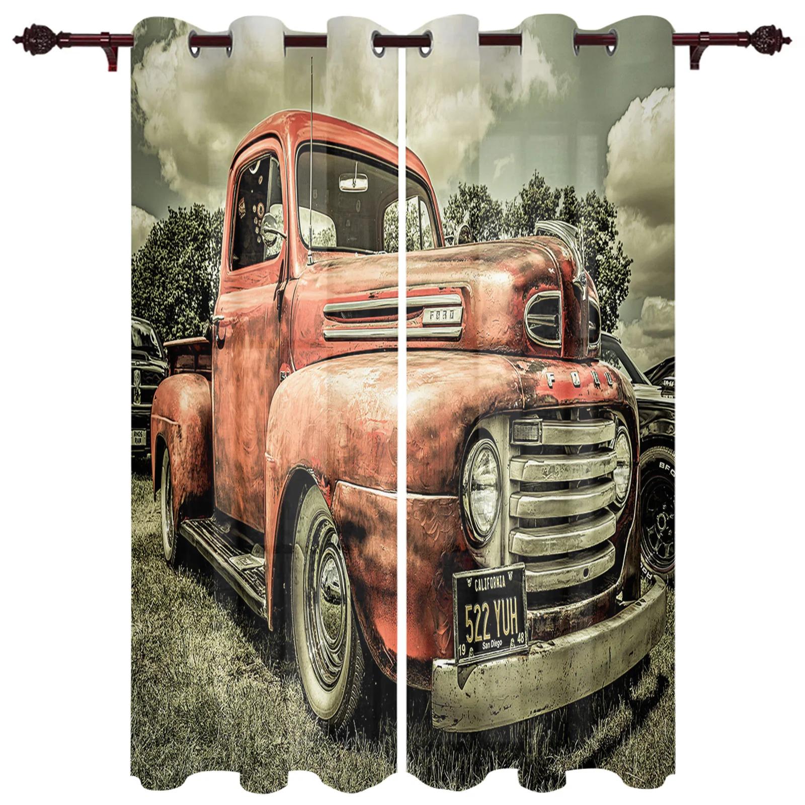 Route 66 Keukengordijn Bier Café Logo Dames Auto Retro Gordijnen voor Slaapkamer Huis Raambekleding Gordijnen voor Woonkamer 200W240H(CM)79x95in&rod pocket