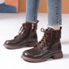 Fashion GKTINOO Women Boots 2025 New Woman Short Boots Soft Genuine Leather Autumn Winter Shoes Square Heels Big Toe Female Footware