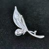 Women Brooch Blue Leaf Zinc Alloy Pin with Rhinestone Inlays Dazzling Sweater Coat Dress Badge Versatile Jewelry Accessory