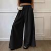 2025 Plus Size Women's Wide-Leg Elastic Waist Pants - Simple, Fashionable, Casual In Black & White
