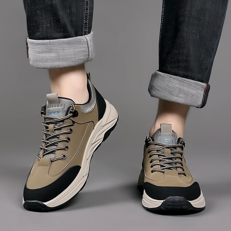 Herbst Neue Schuhe für Herren Echtes Leder Freizeitschuhe Outdoor Sport Stil Wanderschuhe Street Cool Schnür-Sneaker