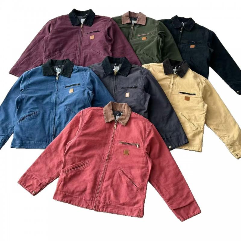 Mens Premium Washed Detroit Workwear Jacket - 9 Vintage Colors Relaxed Fit Cotton Blend Streetwear Style