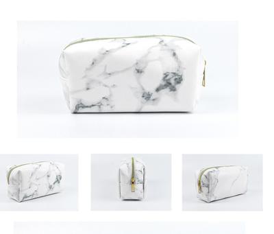 Rosa PU Marmormuster Damen Kosmetiktasche Multifunktionale Toilettenartikel Aufbewahrung Handtasche Damen Wasserdichte Make-up-Tasche