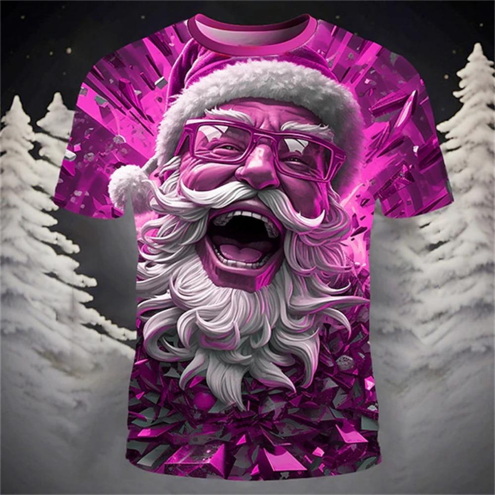 Christmas T Shirts Men 3D Rave Santa Printed T-shirt Hot Sale Xmas Part Holiday
