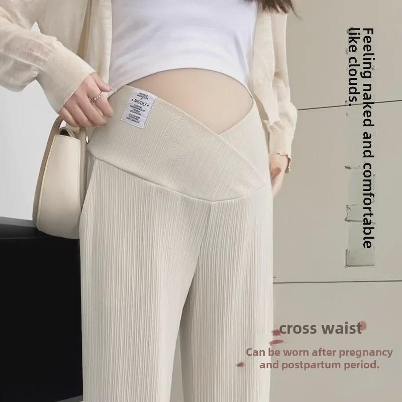 Autumn 2023 Wide-Leg Low Waist Maternity Pants for Casual Wear