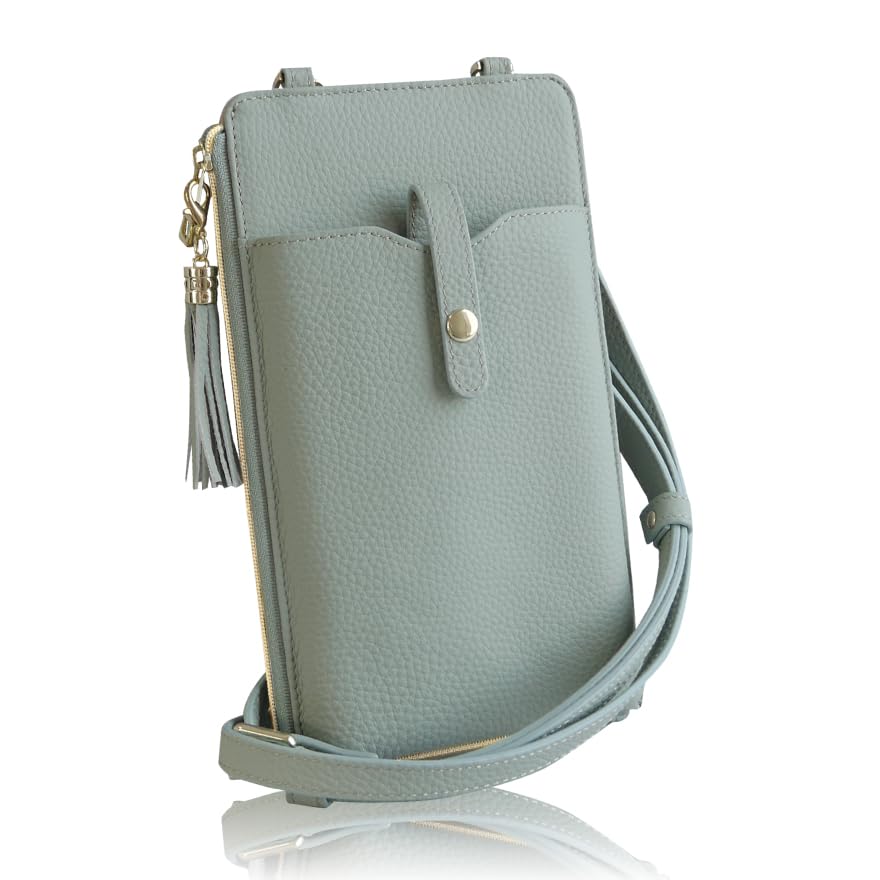 Smartphone shoulder smartphone pouch for women removable dull Genuine leather smartphone wallet shoulder shoulder cell crossbody [Liscia] bag, [with