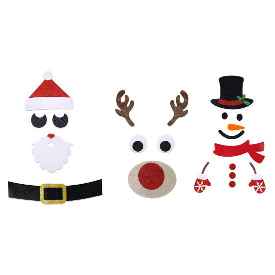 1 sada vánočních samolepek na dveře Plstěný hadřík Santa sněhulák s losím vzorem na pozadí samolepky pro domácí dekorativní dekorace