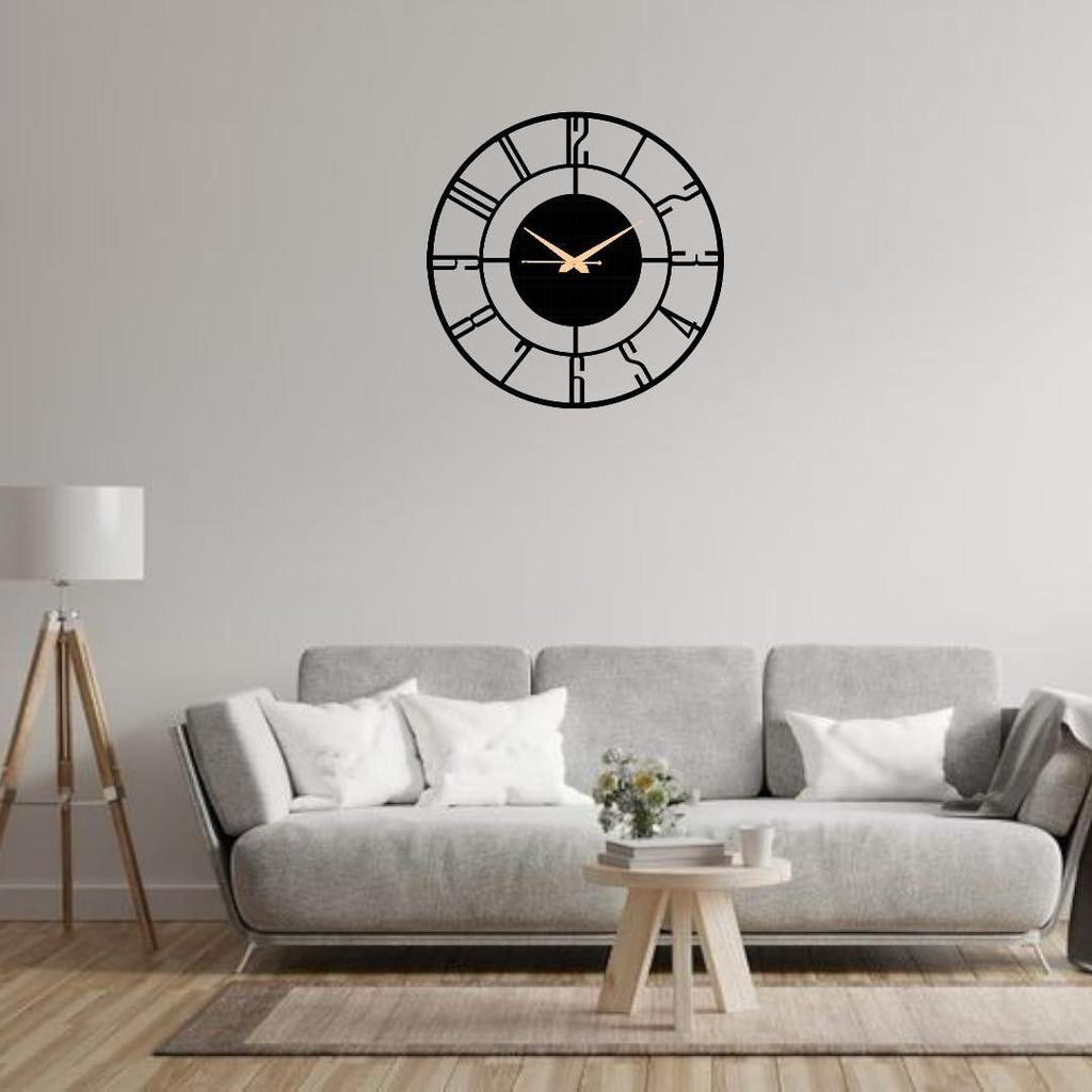 Metall Wanduhr mit Ziffern ( Schwarz)