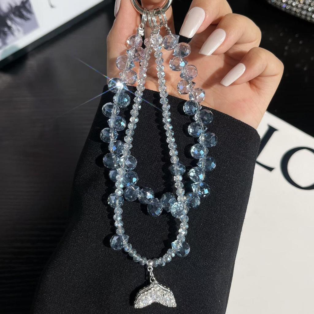 Mermaid Rhinestone Double Chain Phone Charm & Handbag Keyring