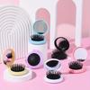 10pcs Mini Hair Brushes with Foldable Mirrors - Portable Round Combs for Travel, Travel Hair Care Essentials | Compact Hair Combs|Durable ABS Handles