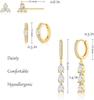 3 pcs Earrings for Multiple Piercings,14K Gold Studs Hoop Earrings Stack, CZ Dangle Earrings Set, Hypoallergenic Women Gift Box