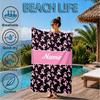 Custom Name Pink Ribbon Awareness Beach Towel Microfiber Beach Towel, Lightweight and Quick-Dry, for Summer Travel, Swimming Pool Gift