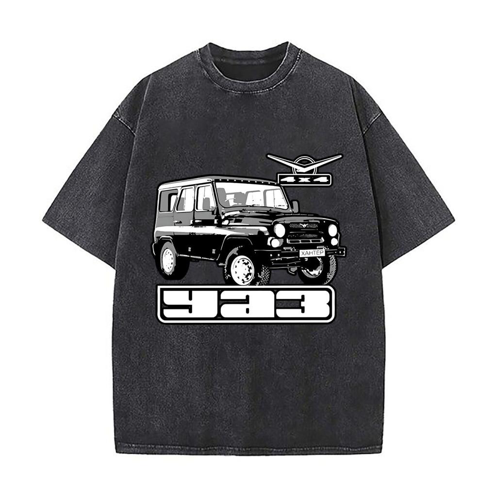 Off Road Vehicle Art Vintage Distressed Washed Cotton Short Sleeve Streetwear Outfit