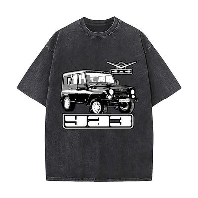 Off  Road Vehicle Art Vintage Distressed Washed Cotton Short Sleeve Streetwear Outfit