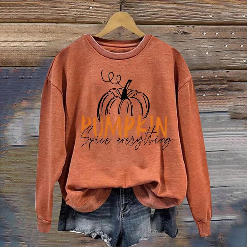 Damen Casual Fashion Bedruckte Langarm O-Ausschnitt Pullover Top Bluse