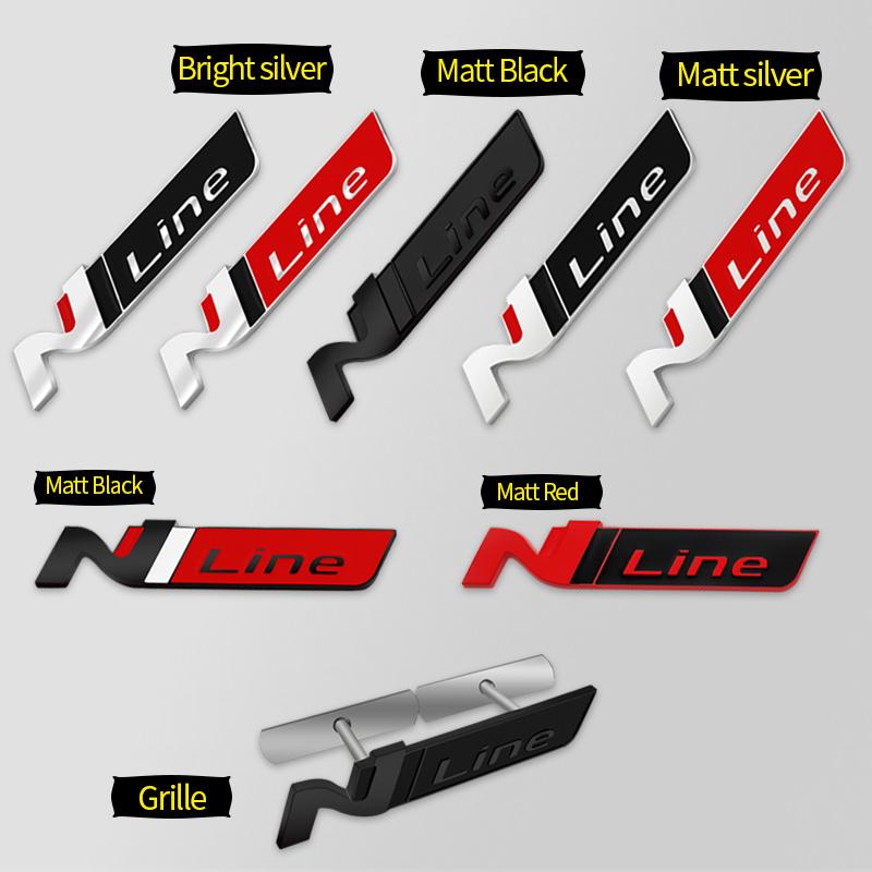 Car-Styling Metal Stickers N LINE Emblem Grille Badge For Veloster Accent Kona Elantra Ix25 Ix35 i30 i20 Sonata Tucson Kona