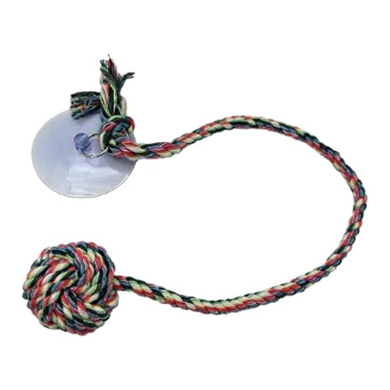 Dog Rope Ball Toy Colorful Rope Knot Dog Ball Chew Toy with Suction