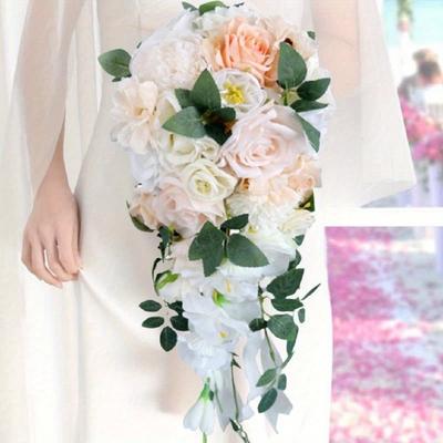 Bride Bouquets Wedding Bouquets for Bride Fake Flower Artificial Roses Flowers for Wedding Ceremony Wedding Flowers Spring Anniversary Outdoor Decor