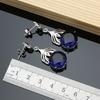 Blue Sapphire Gemstone Jewelry Sets 925 Silver Needle Earrings Rings Fine Women Jewellry Bride Necklace Set Dropshipping