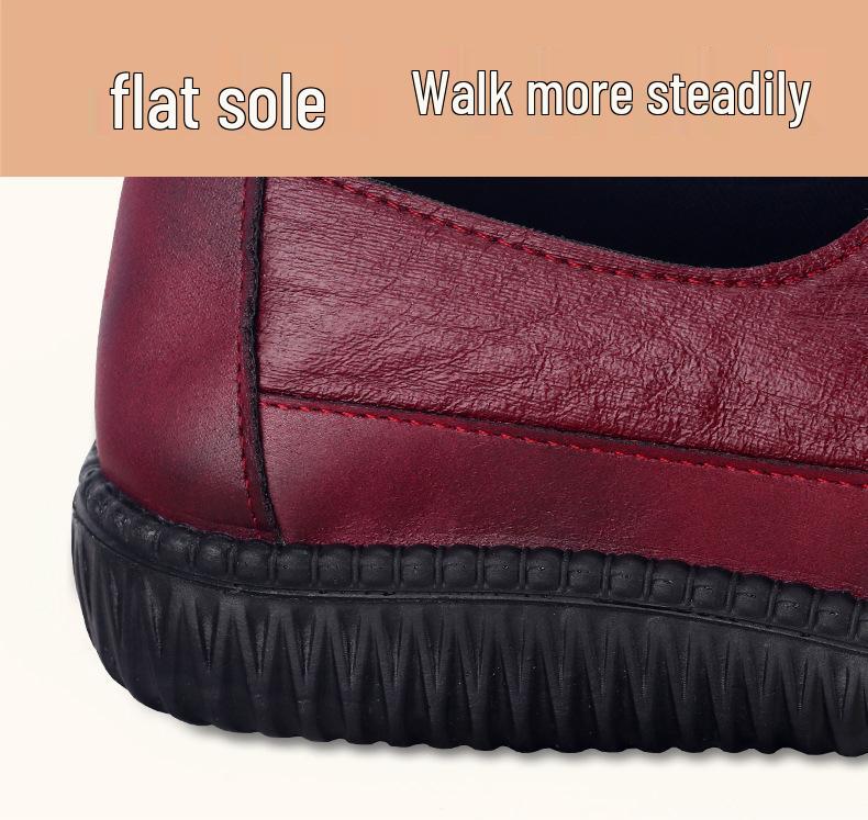 Women's Autumn Embroidered Soft Sole Non-Slip Flat Shoes - Comfortable, Breathable, Ideal for Middle-Aged and Elderly.