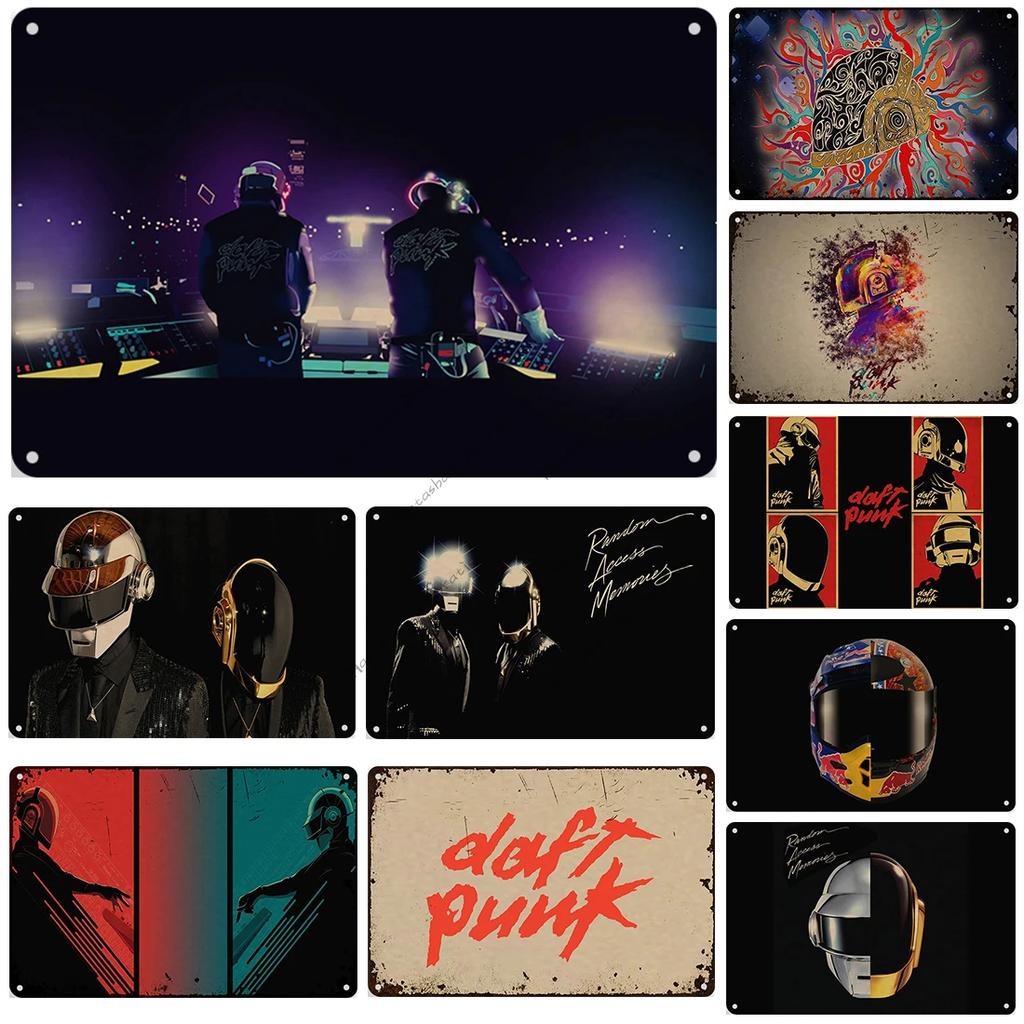 Daft Punk Vintage Poster Rock Music Metal Sign Retro Poster Metal Plaque Pub Bar Club Bedroom Decorative Plate Music Wall Decor