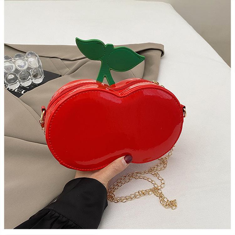 Tooxika Ladies New Red Crossbody Chain Bag, Cherry Shape Bag