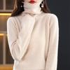 Women's Cashmere Turtleneck Sweater – Solid Color, Short Style, Simple Knit, 100% Wool for Autumn and Winter.