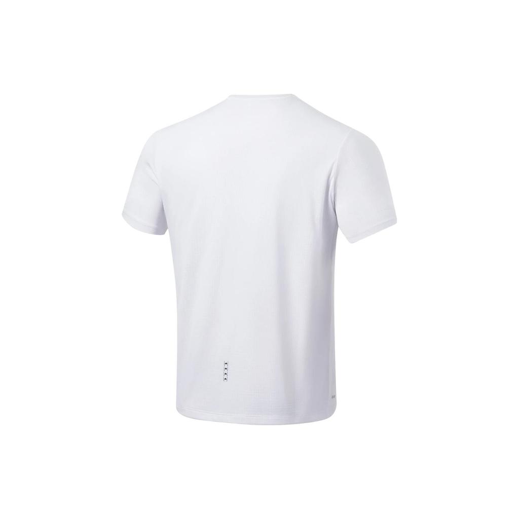 Li-Ning Running Series Solid Color Letter Print Round Neck Quick-Dry Breathable Short Sleeve T-Shirt Men Tops Standard-White ATST081-5