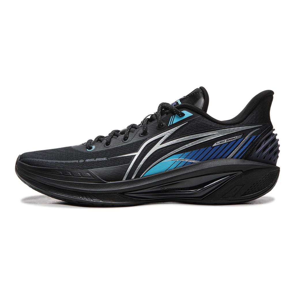Li Ning Light Speed 4 Dämpfung Rutschfest Rückprall Niedrig geschnittene Basketballschuhe Herren Schwarz Blau ABPW011-8