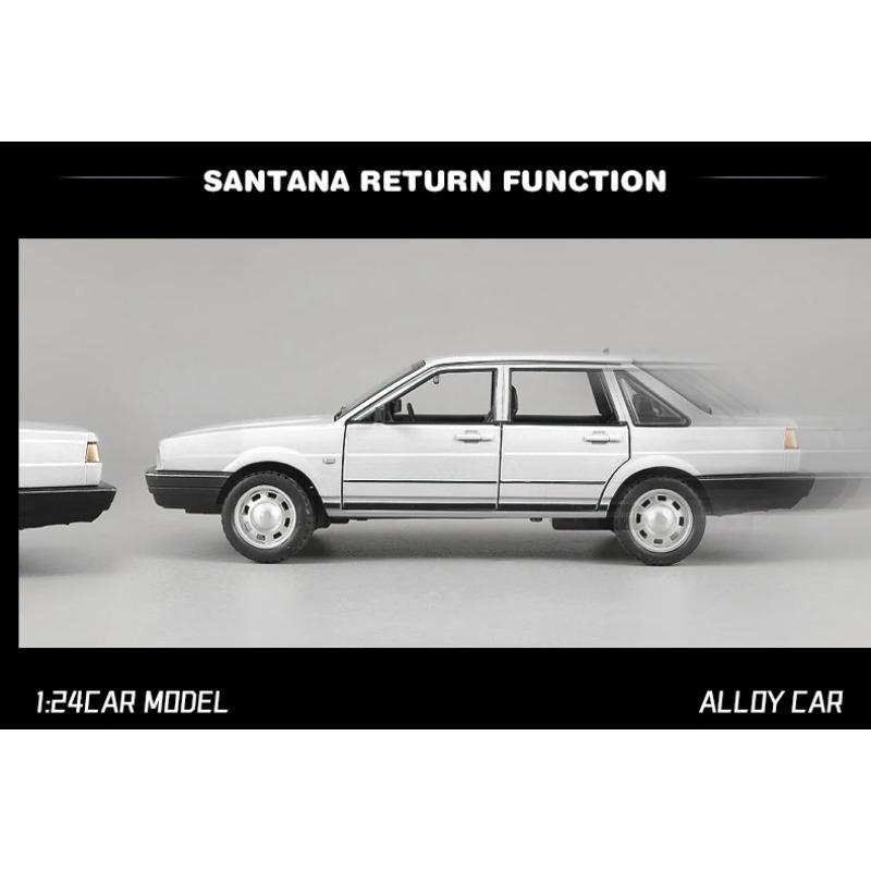 1/24 Scale Diecast Santana Alloy Classic Model Car Sound and Light Gift for Boyfriend Collection Hobbies Present with Kids