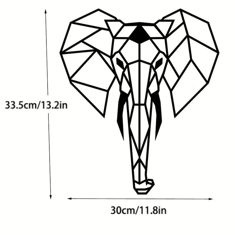 

Геометрическая голова слона, металлическая настенная скульптура, современная декоративная скульптура для улучшения декора стены вашей гостиной светло-серый